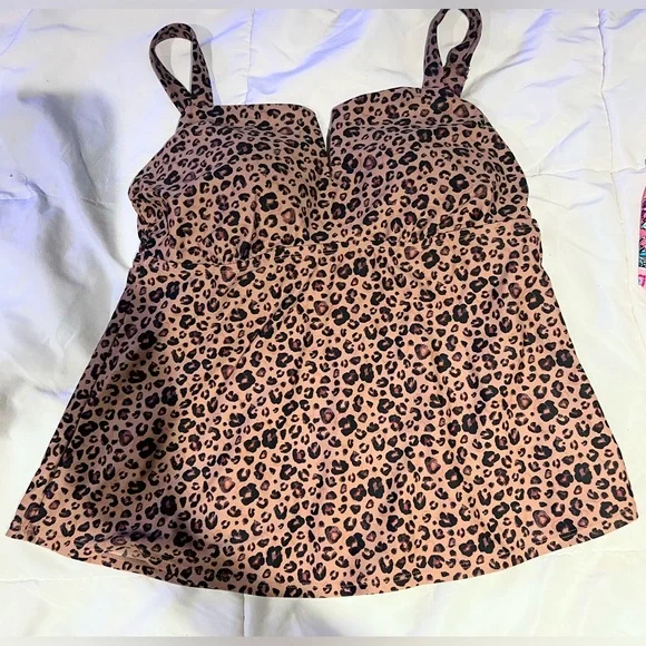 Shade & Shore Leopard Print Tankini Top Size XL - Picture 1 of 3